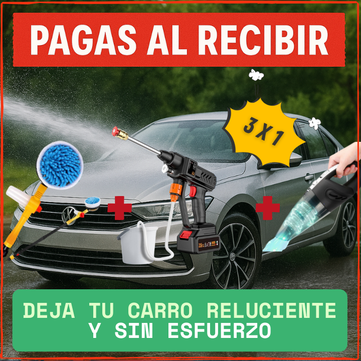 ✅Con este Combo dejaras tu Coche Como Nuevo👍Hidrolavadora de 48v, Cepillo Giratorio y Aspiradora Ultra(💥Pagas al Recibirlo+Envio Gratis💥).