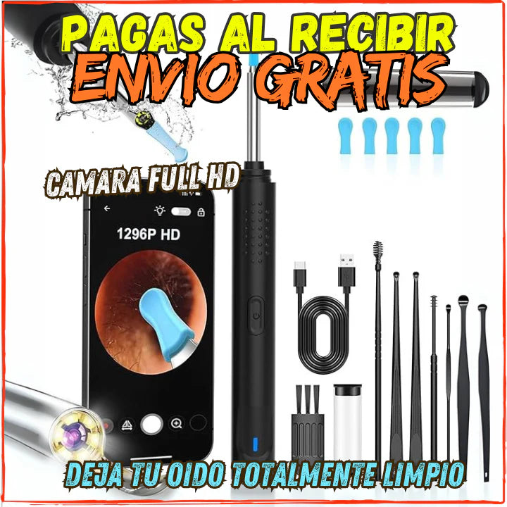 ✅Visualiza y Elimina todo el Sucio de tus Oidos👍Con Camara Full HD y Accesorios de Extraccion Sencibles(💥Pagas al Recibirlo+Envio Gratis💥).