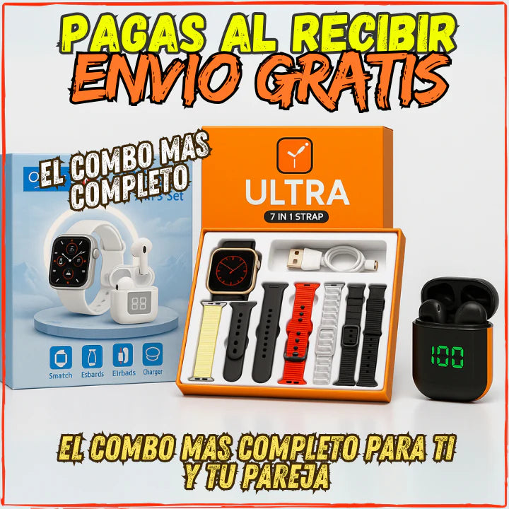 ✅El Combo Perfecto Para 2 Personas👍2 Reloj SmartWach, 2 Auriculares, 12 Correas y Muchos Accesorios(💥Pagas al Recibirlo+Envio Gratis💥) El Mas Completo y Barato del Mercado.