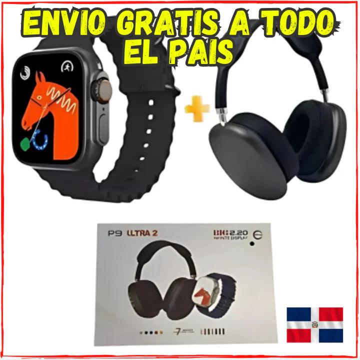 ✅Este es el Combo Con Mas Calidad del Mercado👍REJO P9 ULTRA+AUDIFONOS P9 PREMIUM(💥Pagas al Recibirlo+Envio Gratis💥) Incluye 7 Correas Extras.
