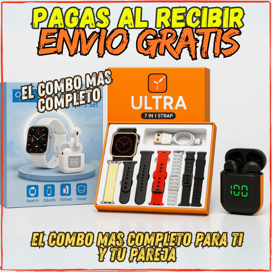 ✅El Combo Perfecto Para 2 Personas👍2 Reloj SmartWach, 2 Auriculares, 12 Correas y Muchos Accesorios(💥Pagas al Recibirlo+Envio Gratis💥) El Mas Completo y Barato del Mercado.