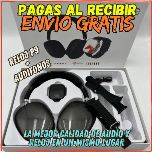 ✅Este es el Combo Con Mas Calidad del Mercado👍REJO P9 ULTRA+AUDIFONOS P9 PREMIUM(💥Pagas al Recibirlo+Envio Gratis💥) Incluye 7 Correas Extras.